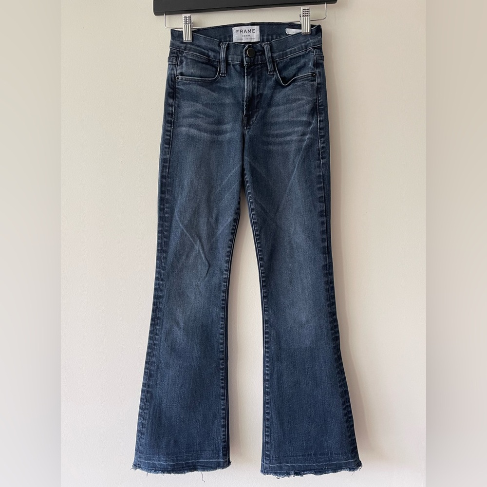 FRAME LE HIGH FLARE JEANS in Moxon